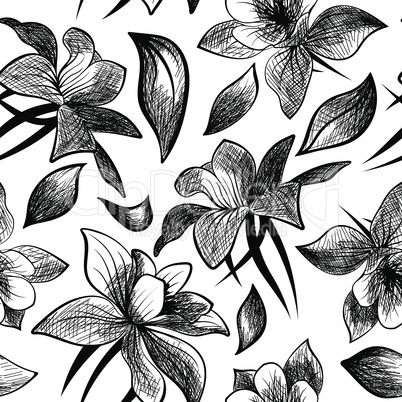 Doodle floral seamless vector pattern