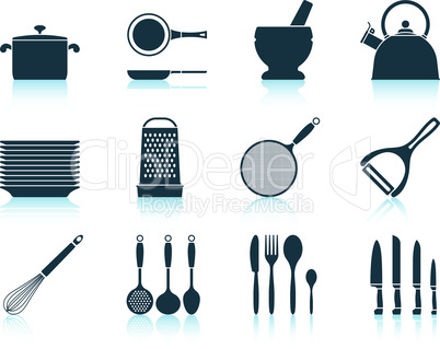 Set kitchen utensil icon