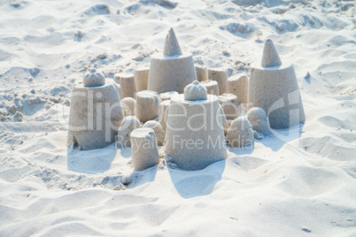 Small sand castle with copy space