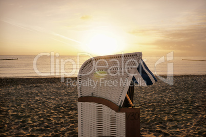Beach chair at sunrise on the baltic