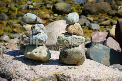 Three Stacks of pebble stones