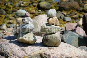 Three Stacks of pebble stones
