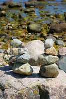 Three balanced Stacks of pebble stones