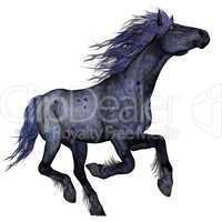Black blue horse running - 3D render