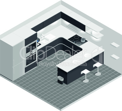 Isometric kitchen set