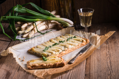 Asparagus tart with feta cheese