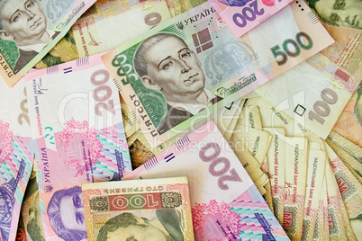 different Ukrainian money in cash