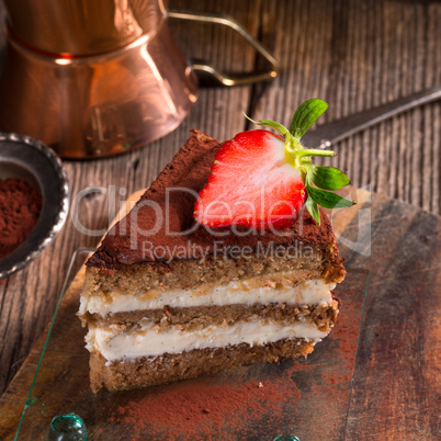 Tiramisu with strawberries