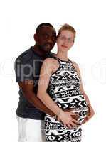 Closeup of white woman pregnant black man.