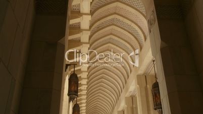 long high colonnade with pointed arch tilt down