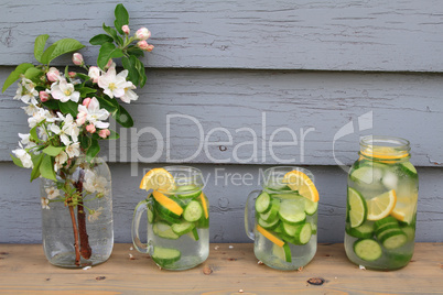 Flavored Cucumber water served in Glass Jars
