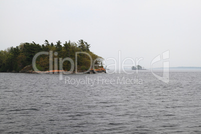 Thousand Islands in Kingston Ontario area in Foggy Day