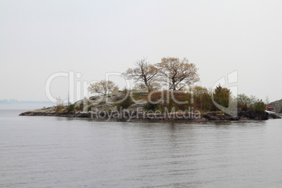 Thousand Islands in Kingston Ontario area in Foggy Day