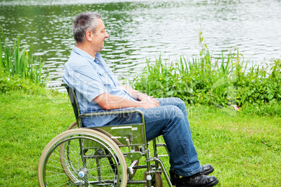 Man with wheelchair in the park