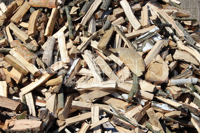 Heap of the prepared fire wood