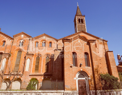 Retro look Sant Eustorgio church Milan