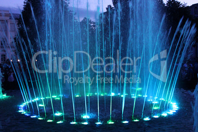 colored fountains in city park