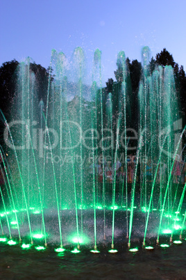 colored fountains in city park