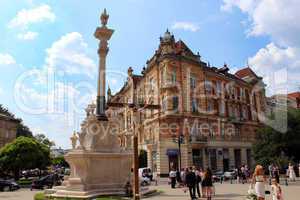 street in Lviv with monument