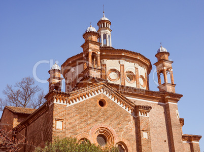 Retro look Sant Eustorgio church Milan