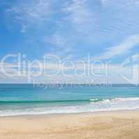 picturesque ocean coast and blue sky