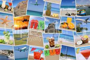 Hintergrund aus Fotos vom Urlaub mit Strand, Sommer, Ferien