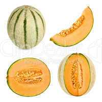 Cantaloupe melon cut in 4 different shapes