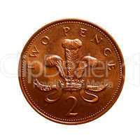 Retro look Two Pence coin