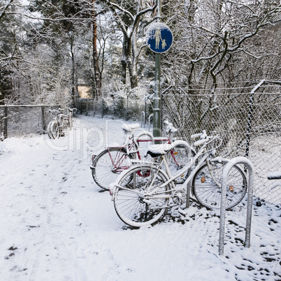 Fahrräder im Winter, bicycles in winter