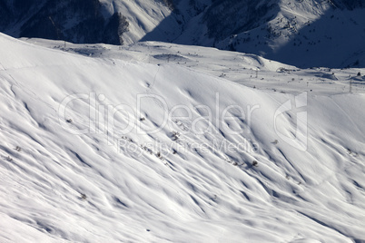Top view on off-piste slope at evening