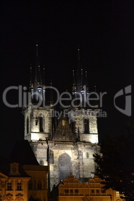 Church of our lady before Tyn at night