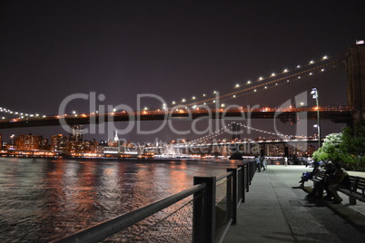 NYC bridges at night