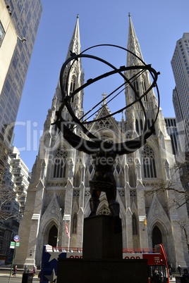 Atlas and St. Patrick from behind