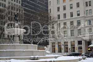 Pulitzer Fountain under the snow