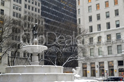 Pulitzer Fountain in winter