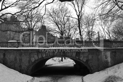 Bridge in Central Park under the Snow