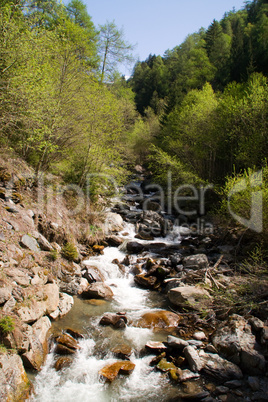 schmaler Gebirgsfluss in Südtirol