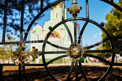 Detail of a wrought-iron fence