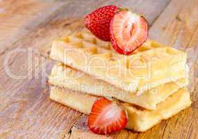 homemade waffles with strawberries
