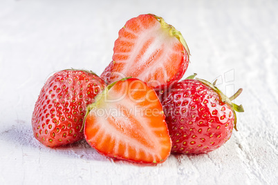 strawberries on white wooden