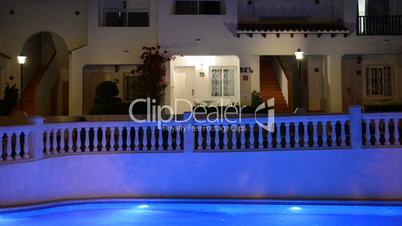 Swimming pool at the luxury hotel in night illumination, Mallorca island, Spain
