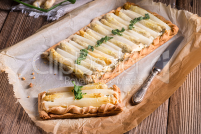 Asparagus tart with feta cheese