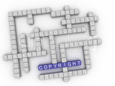 3d image Copyright  issues concept word cloud background