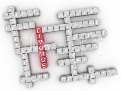 3d image Divorce issues concept word cloud background