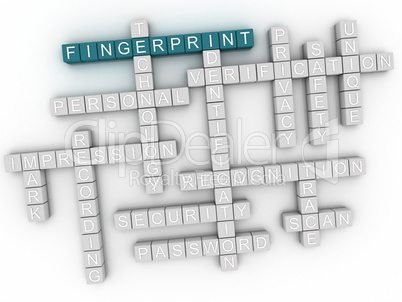 3d image Fingerprint issues concept word cloud background
