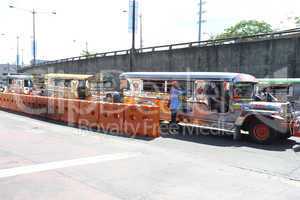 MANILA - MAY 17: colorful jeepneys known for their crowded seati