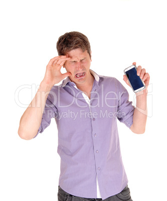 Man crying for broken phone.