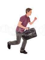 Man running with briefcase.