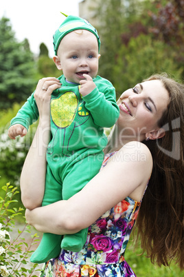 happy mother with baby