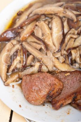 venison deer game filet and wild mushrooms